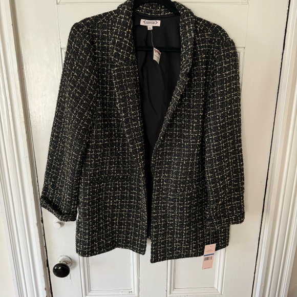 Nanette Lepore Jackets & Blazers - Nanette Lenore Tweed Black & Gold Open Blazer NWT